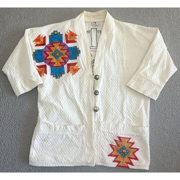 Alfredos‎ Wife Jacket Aztec Southwestern Embroidered Patchwork Boho Colorful - Picture 1 of 16